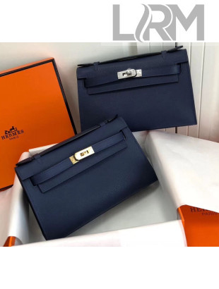 Hermes Mini Kelly 22 Clutch Bag in Epsom Leather(Half Handmade) Dark Blue