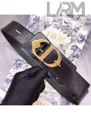 Dior Leather Belt 45mm with Wide CD Buckle Black/Gold 2019