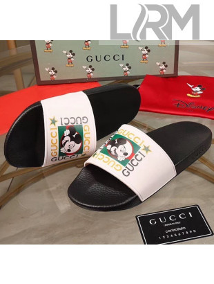 Gucci Disney x Gucci Rubber Flat Slide Sandals  White/Black 2020(For Women and Men)