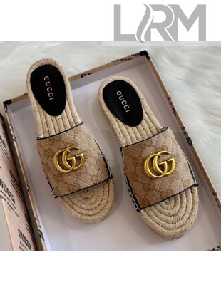 Gucci GG Matelassé Canvas Espadrille Sandal Beige/Black 2020