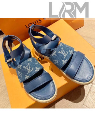 Louis Vuitton Starboard Flat Espadrille Sandal 1A7RCN Blue 2020