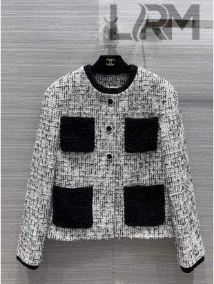 Chanel Tweed Jacket CHJ021919 White/Black 2022