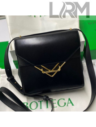 Bottega Veneta Box Calfskin Clip Squared Shoulder Bag Black 2021