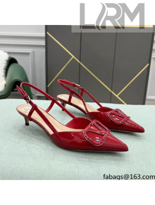 Valentino VLOGO SIGNATURE Calfskin Slingback Pump with 4cm Heel Deep Red 2022