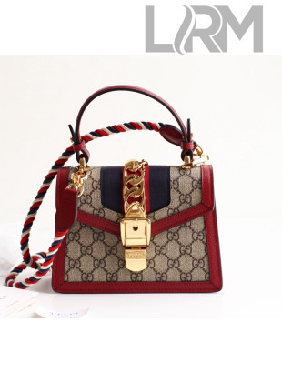 Gucci Sylvie GG Mini Top Handle Bag 470270 Red 2019