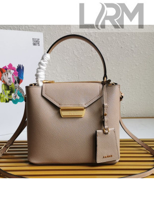 Prada Saffiano Leather Bucket Bag 1BN012 Beige 2020