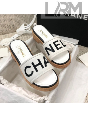 Chanel Leather Slide Sandals G34826 White/Black 2021