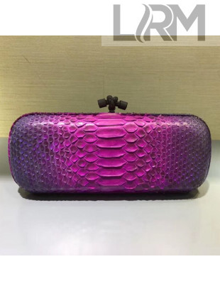 Bottega Veneta Large Snakeskin Woven Knot Clutch Fuchsia/Purple