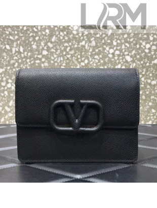 Valentino VSling Grained Calfskin Chain Wallet 069 Black 2021