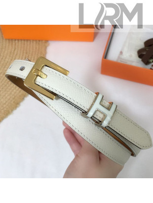 Hermes Kelly Leather Belt with H Buckle White 2020