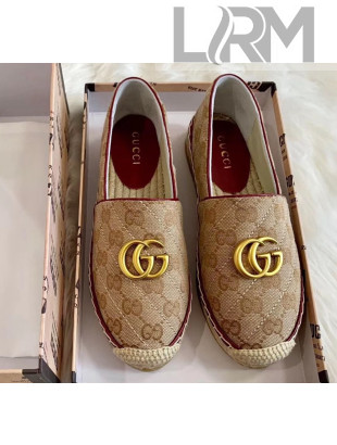 Gucci GG Matelassé Canvas Espadrille Beige/Burgundy 2020