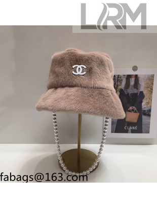 Chanel Fur Bucket Hat with Pearl Gray 2021 110544