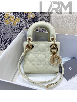 Dior Micro Lady Dior Bag in White Cannage Patent Leather 2021 M6007