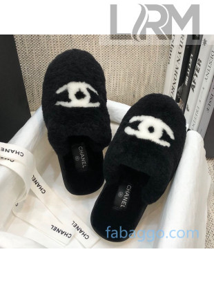 Chanel Wool CC Flat Slipper Mules Black 05 2020