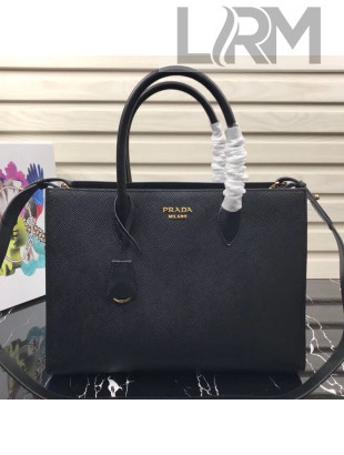 Prada Contrasting Side Saffiano Leather Large Tote 1BA153 Black 2019