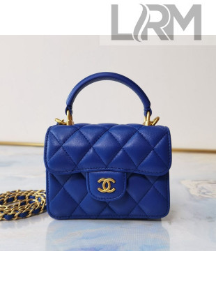 Chanel Lambskin Flap Coin Purse with Chain AP2200 Blue 2021