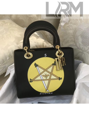 Dior Lady Dior Bag in Calfskin with Tarrow Print Black/Yellow 2018