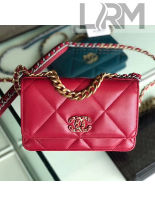 Chanel Quilted 19 Wallet on Chain WOC AP0957 Red 2019