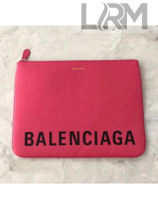 Balen...ga Grained Calfskin Graffiti Logo Ville Pouch L Rosy 2018