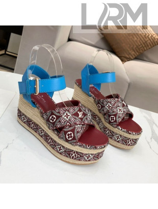 Louis Vuitton Since 1854 Boundary Wedge Sandal Burgundy 2021