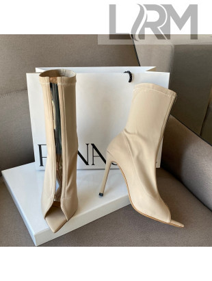 Gianvito Rossi Hiroko Lycra Fabric High Heel Ankle Boots 10.5 cm Beige 2022