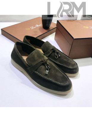 Loro Piana Tassel Suede Flat Loafers Green 202019