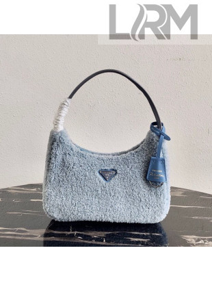 Prada Re-Edition 2000 Fur Mini Hobo Bag 1NE515 Blue 2020