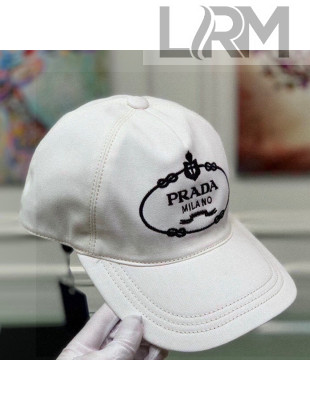 Prada Cotton Baseball Hat White 2021 13