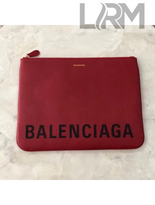 Balen...ga Grained Calfskin Graffiti Logo Ville Pouch L Red 2018