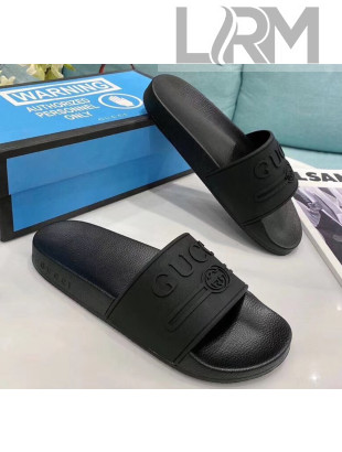 Gucci Logo Rubber Slide Sandal 522887 Black 2020(For Women and Men)