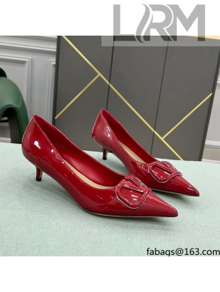 Valentino VLOGO SIGNATURE Patent Leather Pump with 4cm Heel Deep Red 2022