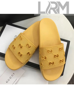 Gucci Rubber GG Slide Sandal 573922 Yellow 2020(For Women and Men)