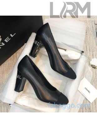 Chanel Calfskin Crystal Heel 85mm Pumps Black 2020