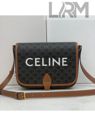 Celine Messenger Folco Bag in Triomphe Canvas with Celine Print Brown 2021