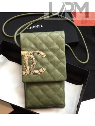 Chanel Calfskin Python CC Mini Shoulder Flap Bag Green 2019