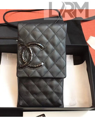 Chanel Calfskin Python CC Mini Shoulder Flap Bag Black 2019