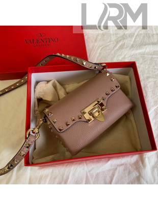 Valentino Mini Rockstud Grainy Calfskin Crossbody Bag 0045 Nude 2021