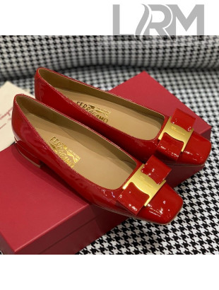 Salvatore Ferragamo Patent Leather Bow Pumps 2.5cm Red 2021