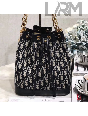 Dior Bucket Bag with Chain in Oblique Canvas Black 2019