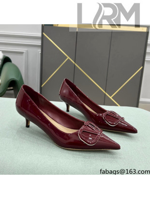 Valentino VLOGO SIGNATURE Patent Leather Pump with 4cm Heel Burgundy 2022