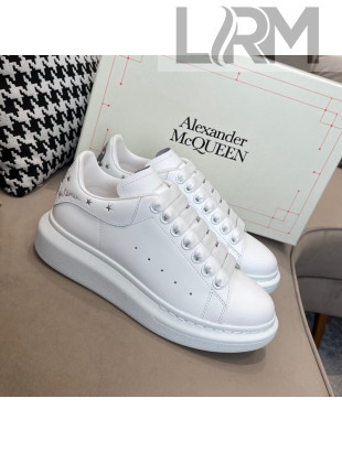 Alexander Mcqueen White Silky Calfskin Peace-Dove Back Sneakers Silver 2021 111817