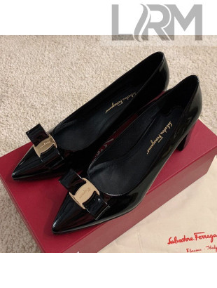 Salvatore Ferragamo Alice Vara Bow Patent Leather Pumps 5.5cm Black 2021