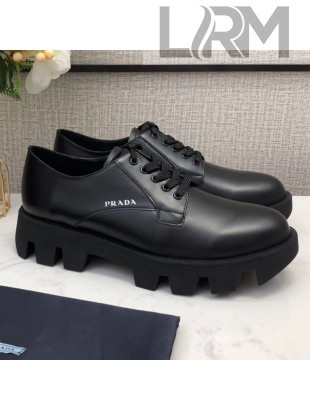 Prada Silky Calfskin Lace-up Shoes Black 2020