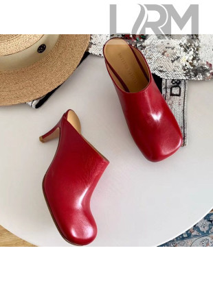 Bottega Veneta Calfskin Square Toe High-Heel Mules Red 2019