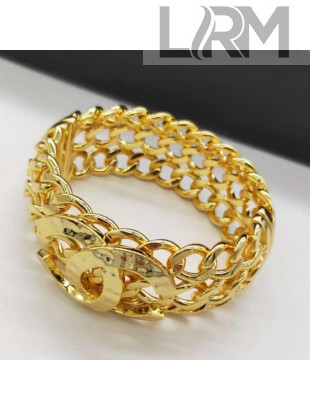 Chanel Cutout Metal Cuff Bracelet Gold 2020