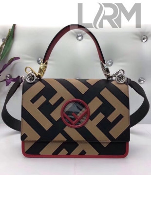 Fendi Calfskin Kan I F Bag With Exotic Details Black/Brown/Red 2018