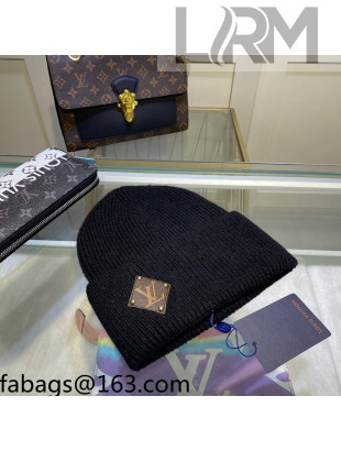 Louis Vuitton Wool Patch Knit Hat Black 2021 110594