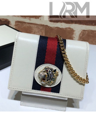 Gucci Leather Rajah Chain Card Case Wallet ‎573790 White