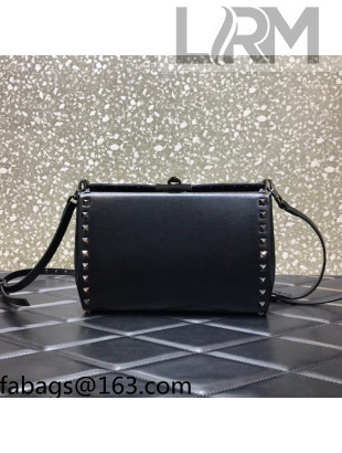 Valentino Rockstud Alcove Grainy Calfskin Crossbody Bag All Black 2021 0061