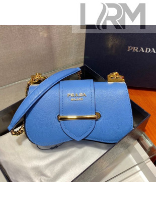 Prada Saffiano Leather Sidonie Chain Bag 1BD219 Blue 2021